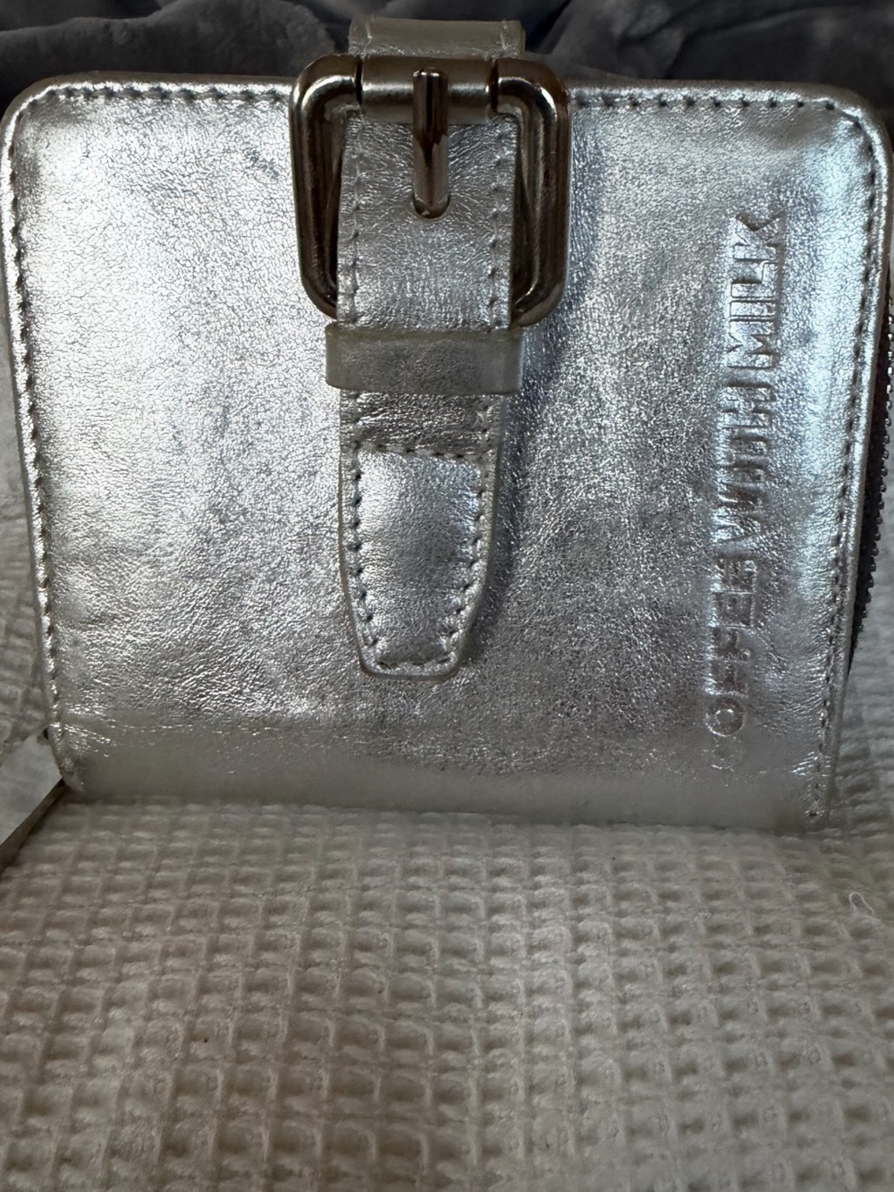 Coffee with milk Silver Metallic Wallet with Buckle Accent